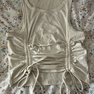 Elegant Beige Ruched Tank Top